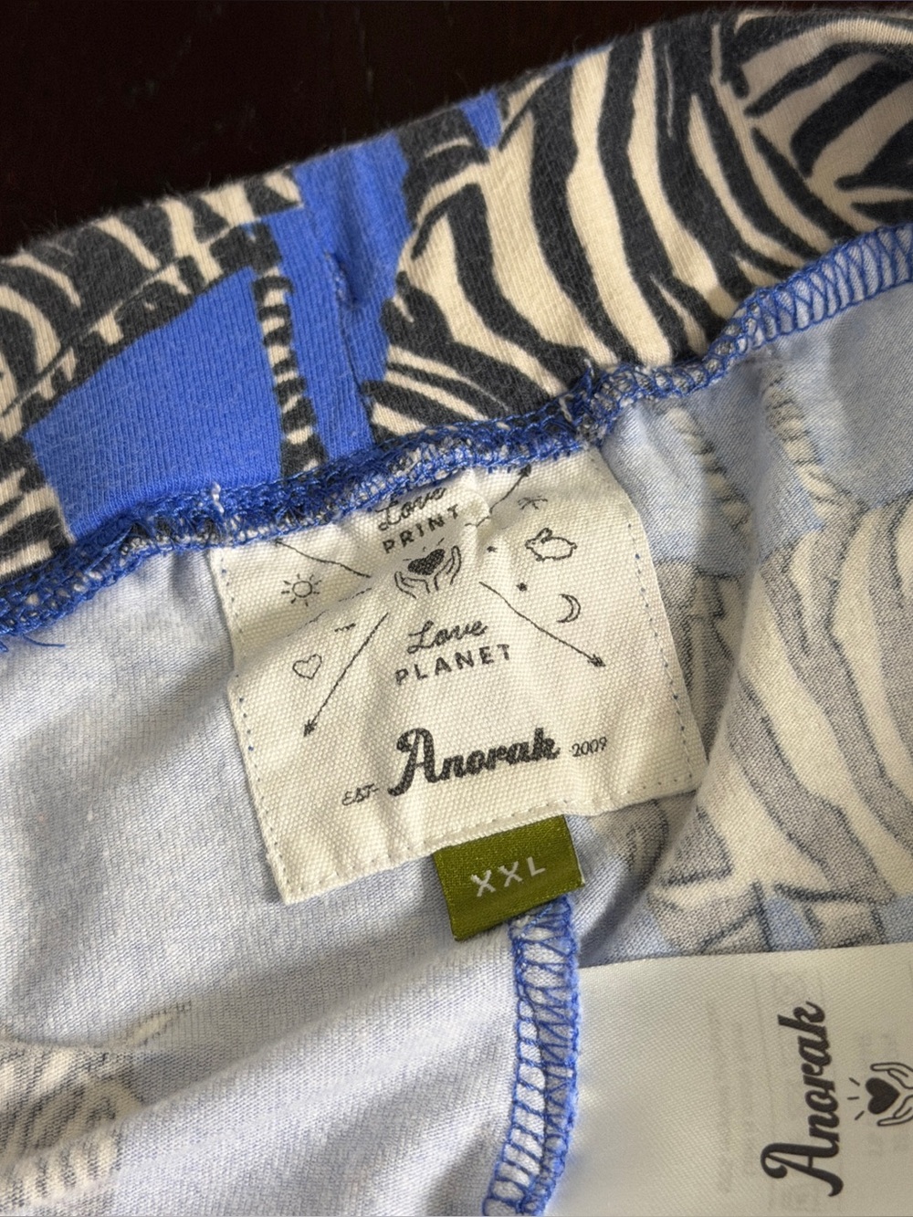 Anorak XXL Blue Zebra Print Long Sleeve Pajama Set - Picture 10 of 12